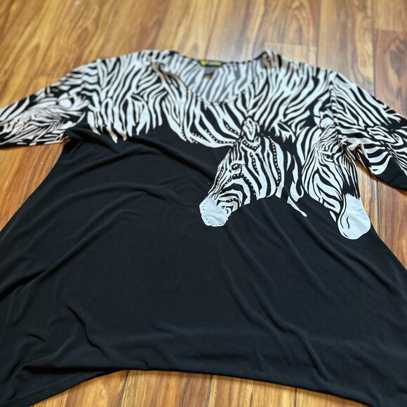 Vintage 90s y2k Valentina graphic Black & white zebra print asymmetrical - 1X - Picture 1 of 7